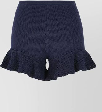 Self Portrait viscose blend shorts elastic waist ruffled hem