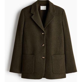 H&M Wool-blend Blazer in Dark Khaki Green at Nordstrom, Size Xx-Large