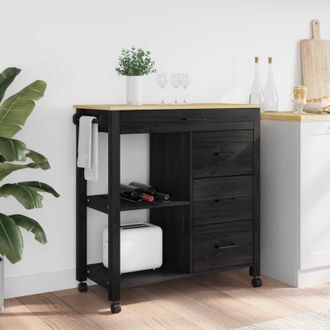vidaXL vidaXL Carrello da Cucina MONZA Nero 84 x 40 x 88,5 cm