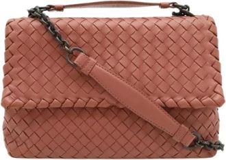 Bottega Veneta Pre-owned Cross Body Bags, female, Pink, Size: ONE SIZE Pre-owned Intrecciato Leather Shoulder Bag (Olimpia)