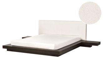 Beliani Beliani - Letto Stile Giapponese Moderno Ue King Size 160 X 200 Cm Comodini Laterali Testiera Boucle Legno Scuro Zen