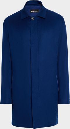 Kiton Mens Cashmere Hidden-Zip Overcoat