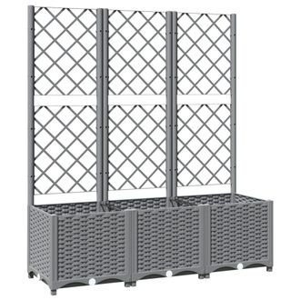 vidaXL Jardinera Con Enrejado Pp Gris Claro 120x40x136 Cm Vidaxl