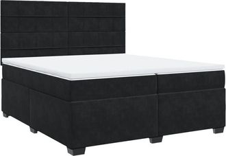 vidaXL Box Spring Bed with Mattress Black 200x200 cm Velvet vidaXL