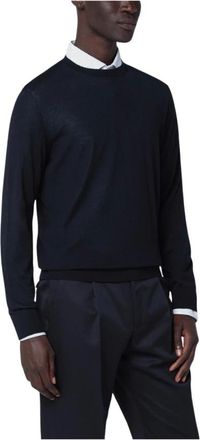 Ermenegildo Zegna Truien & Vesten, Heren, Blauw, M, Wol, Rondgebreide Kleding