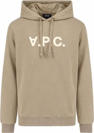 A.P.C. Khaki Logo Hood Sweatshirt