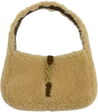 Saint Laurent Pre-owned Le 5 &Agrave; 7 Mouton Shoulder Bag - Dames - Vintage Schoudertas - Beige - ONE Size - Leer - Vintage