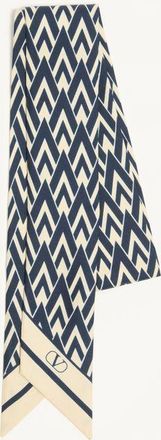 Valentino Garavani Scarf Bandeau Tout La V in seta Donna NAVY/AVORIO UNI