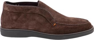 Santoni Slip-On Platte Schoenen - Heren - Enkellaarsjes - Bruin - 40 1/2 EU - Su&egrave;de - Schoenen