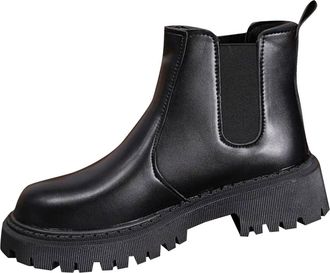 Generic Womens Chelsea Boots Water Repellent Slip On Walking Booties Solid Color Stylish Comfortable Casual Classic Ankle Boots Non-Slip Shoes