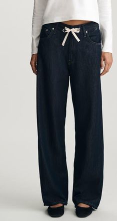 Mavi Nella Drawstring High Waist Jeans in Rinse Well Blue at Nordstrom, Size 25 X 30