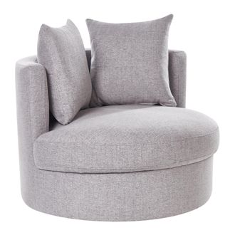 Beliani Beliani - Sill&oacute;n Moderno Glamour Respaldo Redondo Poli&eacute;ster Base Giratoria Hierro Con Dos Cojines Gris Dalby