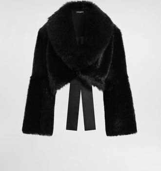 Dolce & Gabbana Shearling Bolero Jacket - Woman Collection Black 38