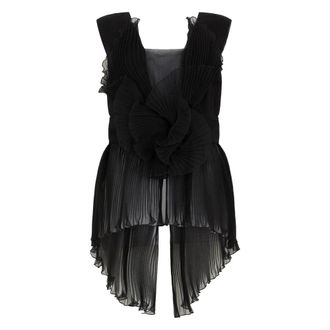 Alberta Ferretti Flared Top with Pleats - female - Alberta Ferretti - Sleeveless Tops - Black - M - Tops