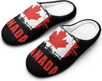 Generic Canada Graffiti Canadian Flag Mens Warm Slippers Non-Slip Sole Winter Rubber Cotton Shoes for Bedroom