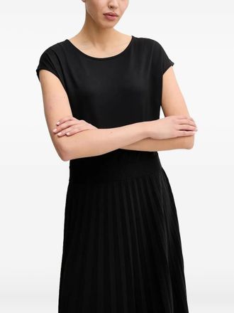 Marc O'Polo pleated cap-sleeve dress - women - Lyocell/Polyester - M - Black