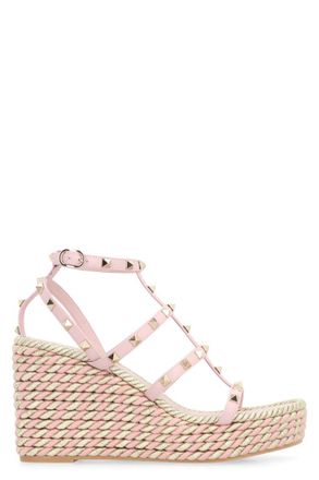 Valentino Garavani Pink Studded Rockstud Wedges