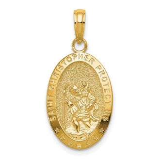 Diamond2Deal 10k Gold Saint Christopher Medal Pendant