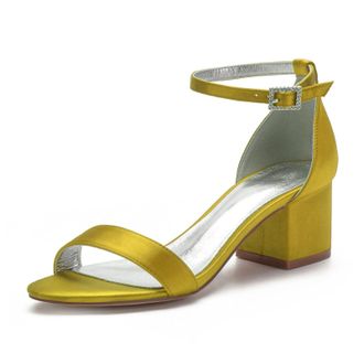 Miyoopark Comfortable Wedding Shoes for Women Block Low Heel Evening Sandals M534 Yellow UK 4.5