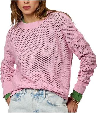 Kaporal Rondgebreide trui - Dames - Ronde hals truien - Roze - M - Nylon - Truien & Vesten