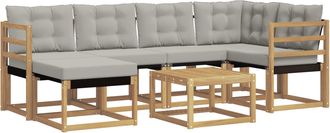 vidaXL Conjunto De Sof&aacute;s De Exterior 7 Uds. Blanco Y Gris Claro Vidaxl