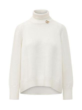 Fabiana Filippi White Solid Turtle Neck Sweater