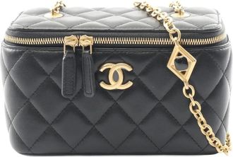 Chanel 2021-2025 Small Lambskin Vanity Case with Chain satchel - Zwart
