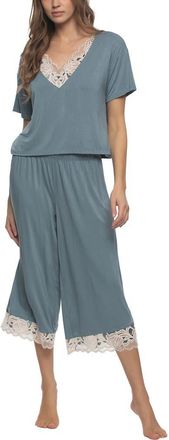 Felina Amelie Crop Pajamas in Stormy Blue at Nordstrom, Size X-Large