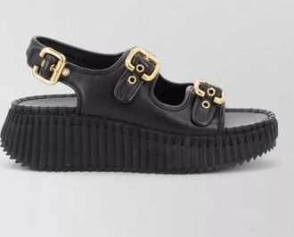 Chlo&eacute; leather wedge sandals