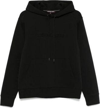 Michael Kors Zwarte trui met capuchon met reli&euml;flogo - Heren - Hoodies - Zwart - XL - Katoen - Hoodies & sweatvesten