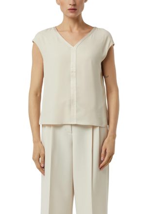 Comma Blusenshirt COMMA, Damen, Gr. 34, vanilla, Web, Obermaterial: 93% Viskose, 7% Elasthan, unifarben, normal h&uuml;ftbedeckend, V-Ausschnitt, Shirts Blusensh