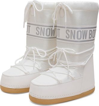 Generic Womens Winter Skiing Fur Duck Boots Waterproof Non-Slip Mid Calf Ankle Booties With Removable Insoles For Snow Hiking(White,4.5)