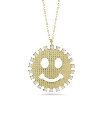Sphera Milano 14K Over Silver Cz Smiley Face Necklace