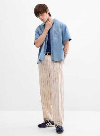 Obey Mens Striped Foster pleated pant Baggy fit