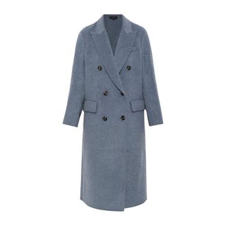 Rag & Bone Jassen, Dames, Blauw, XS, Wol, Dubbele-breasted jas met enkele split achter