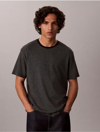 Calvin Klein Mens Supima Cotton Stripe Tee - Black - 2XL