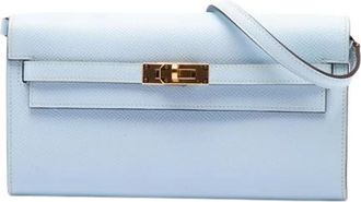 Herm&egrave;s Pre-owned Kelly To Go Crossbody - Dames - Vintage Clutch - Blauw - ONE Size - Leer - Vintage