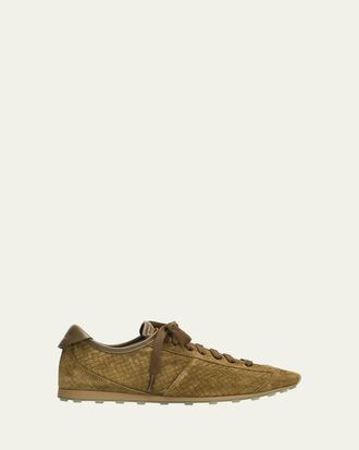 Jacquemus Mens Les Tennis Woven Suede Low-Top Sneakers