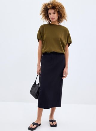 Contemporaine Womens Back slit linen-lyocell skirt