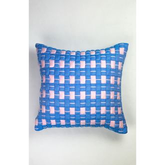 Archive New York Quilted Sujani Checkered Throw Pillow in Blue at Nordstrom, Size 20X20