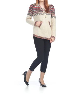 Papillon Fairisle Print Hooded Pullover In Stone