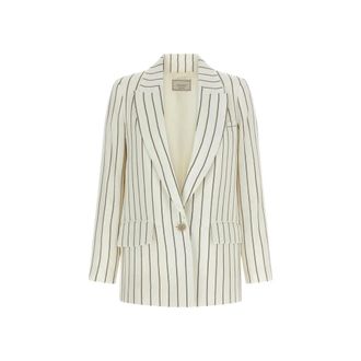 PESERICO Jassen, Dames, Wit, S, Katoen, Pinstripe Blazer