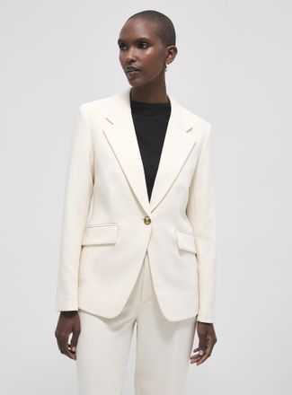 Contemporaine Womens Soft piqu&eacute;-textured gold-button jacket