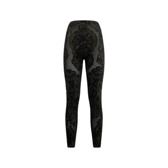 Roberto Cavalli Devor&eacute; chenille leggings with ornamental print - female - Roberto Cavalli - Leggings - Black - S - Trousers