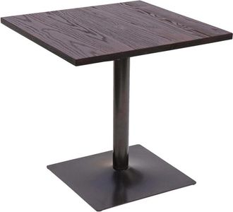 Hhg Hhg - Mesa Bistro 062, Mesa De Bar Mesa De Mostrador, Gastro Industrial Metal Olmo Madera Maciza Mvg 70x70cm, Marr&oacute;n Oscuro
