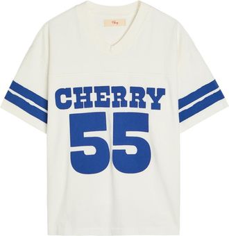 Cherry Los Angeles Appliqu&eacute;d Cotton Football T-shirt - White - XL