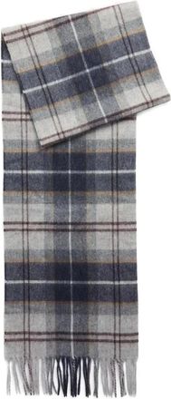 Barbour tartan-patterned fringed-hem scarf - Grigio
