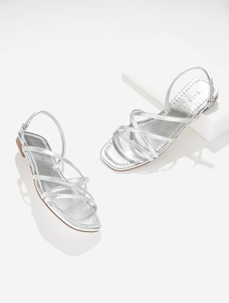 Talbots Liana Strappy Metallic Nappa Flats - Silver - 10 1/2 M Talbots