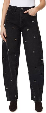 Habitual Evie High Waist Grommet Barrel Leg Jeans In Black