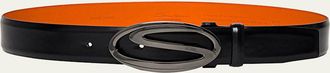Santoni Mens Oval S-Logo Cuttable Leather Belt